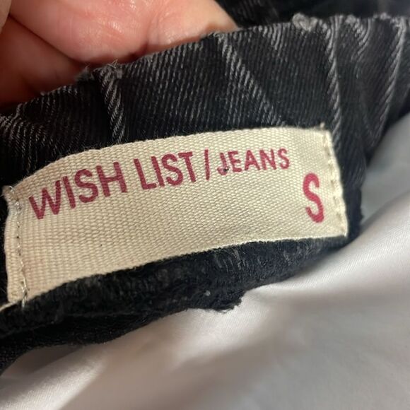 Wish List denim jean shorts,distressed pull on w/ draw string, black size S - Picture 5 of 5